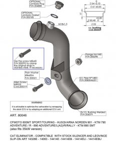 Leo Vince 80046 CAT ELIMINATOR (LINK PIPE) for CF MOTO 800 MT / MT-X / Sport / Touring / Explore / Limited Edition 2022 - 2025