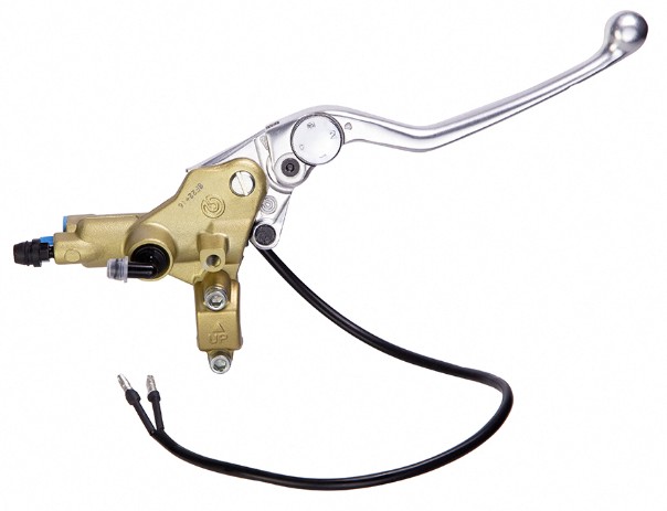 Brembo Cast Aluminum Brake Master Cylinder PS16 w/ Adjustable Lever & Microswitch, 10977011