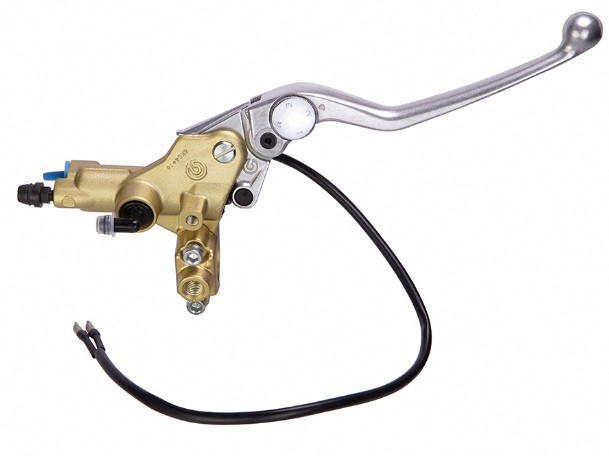 Brembo Cast Aluminum Brake Master Cylinder PS16x25 w/ Adjustable Lever & Microswitch, 10977025