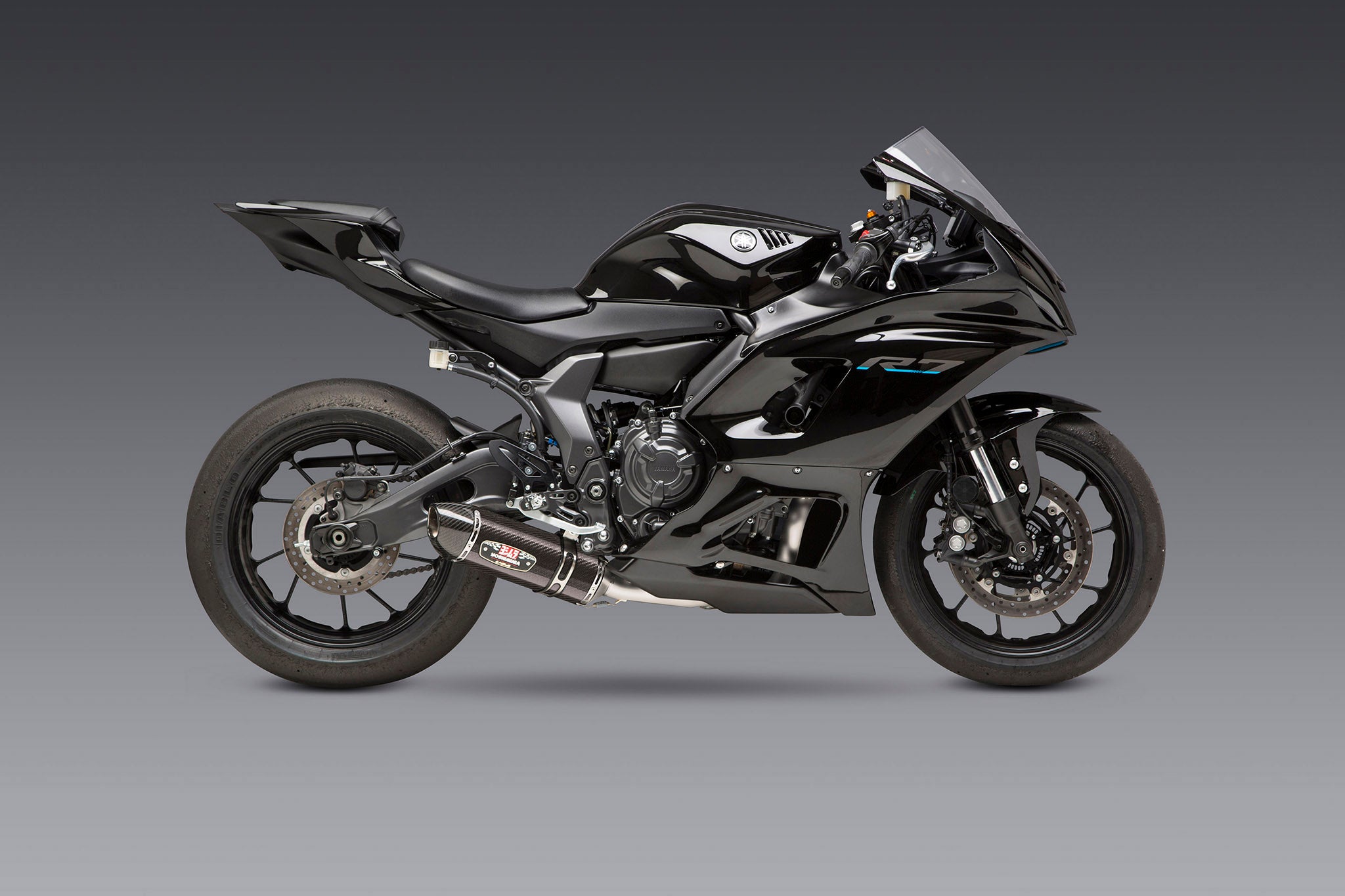 Yoshimura FZ/MT-07 15-26 / XSR700 18-24 / R7 22-26 Race R-77 Stainless Full Exhaust, w/ CF Muffler - 13700AJ220