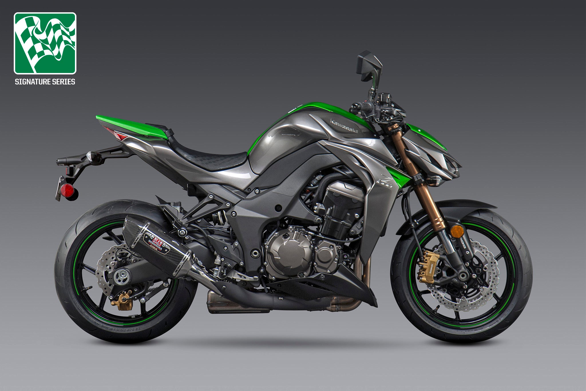 Yoshimura Z1000 14-16 R-77 Stainless Slip-On Exhaust, w/ Carbon Fiber Mufflers - 14151E0220