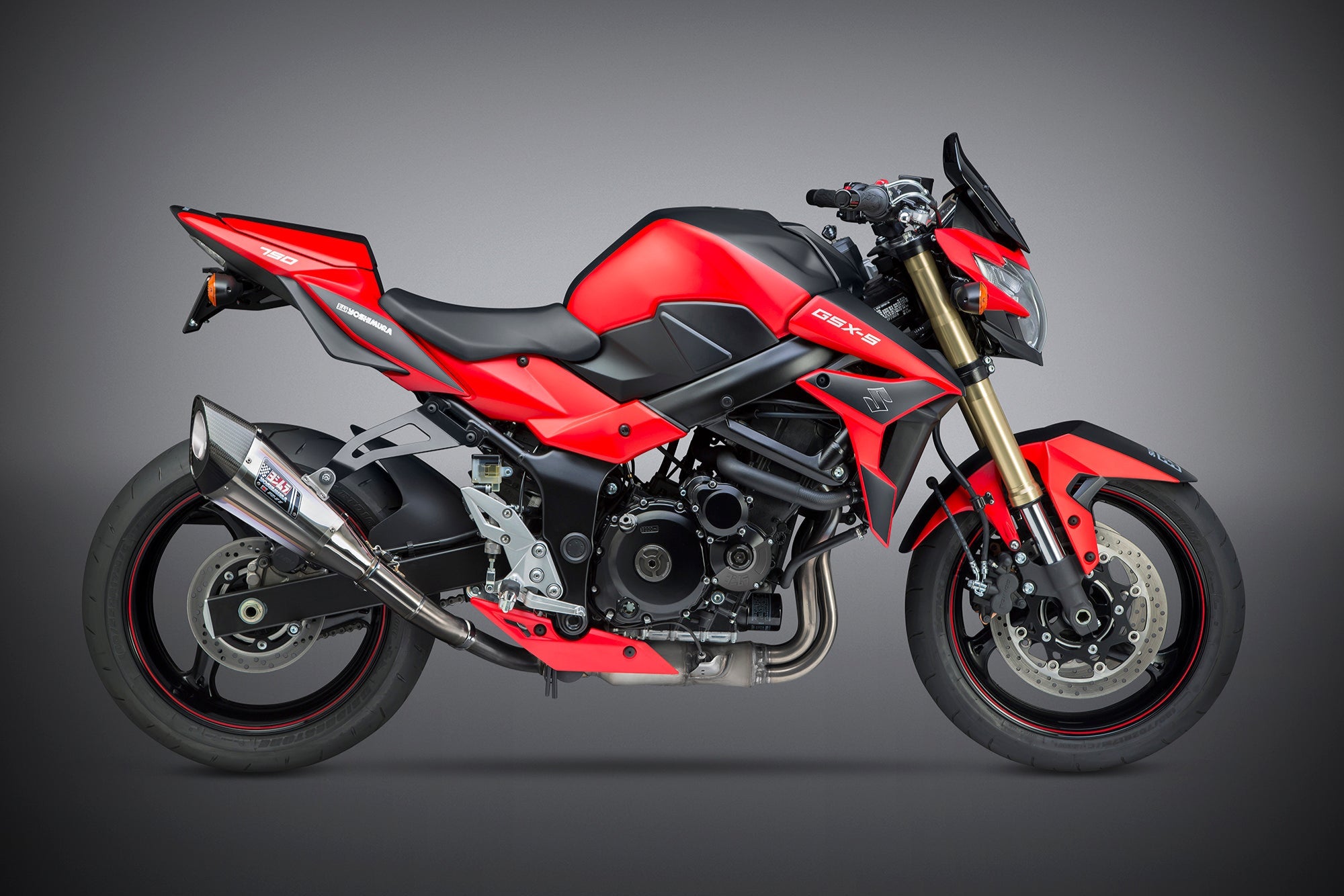 Yoshimura GSR750 2011-16 / GSX-S750 17-23 R-11 Stainless Slip-On Exhaust, w/ Titanium Muffler - 1U0-158-5E80B