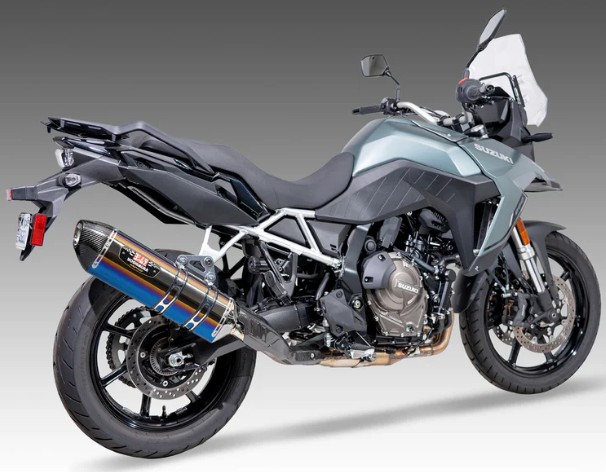 1U0-17A-5W80B  Yoshimura R-77J Stainless Slip-On Exhaust  w/ Titanium Blue Sleeve (Carbon End Cap) - '23-26 Suzuki V-Strom 800