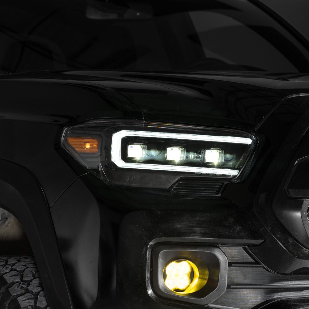 FORM Tacoma headlights - toyota tacoma headlight installed close up drl white low beam - FL0112