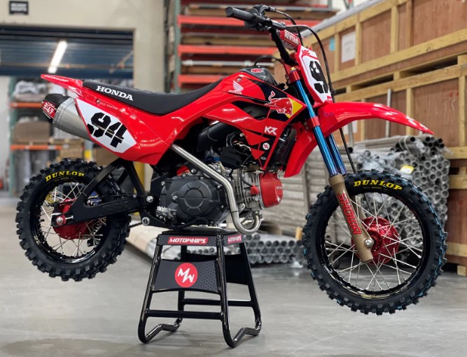 221110R520  Yoshimura RS-9T  FULL SYSTEM - Full Stainless Exhaust Stainless Muffler w/ Carbon End Cap- HONDA CRF110F  2019-26