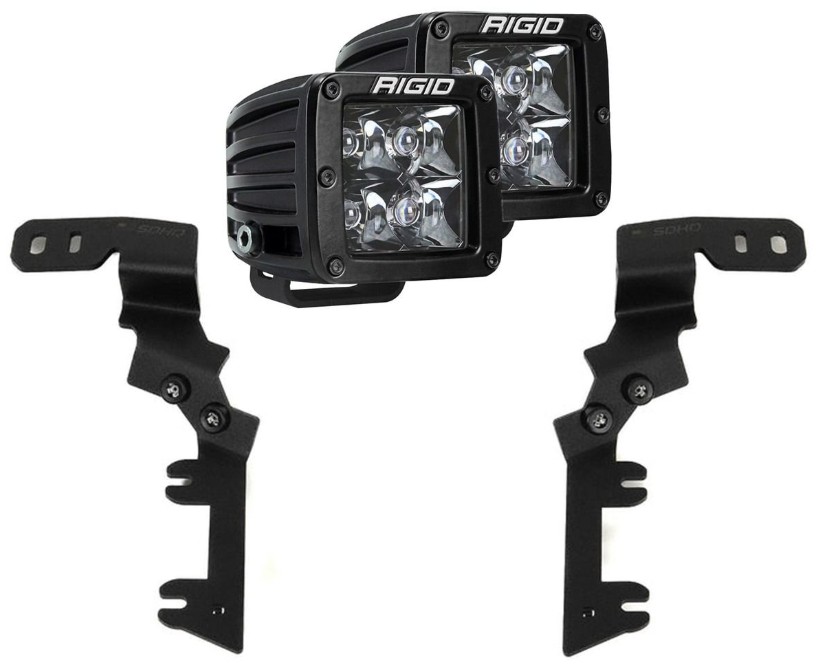 Rigid Industries A-Pillar Light Kit with D-Series Spot Midnight Lights - 2023-27 Chevy/GMC Colorado/Canyon, 46789