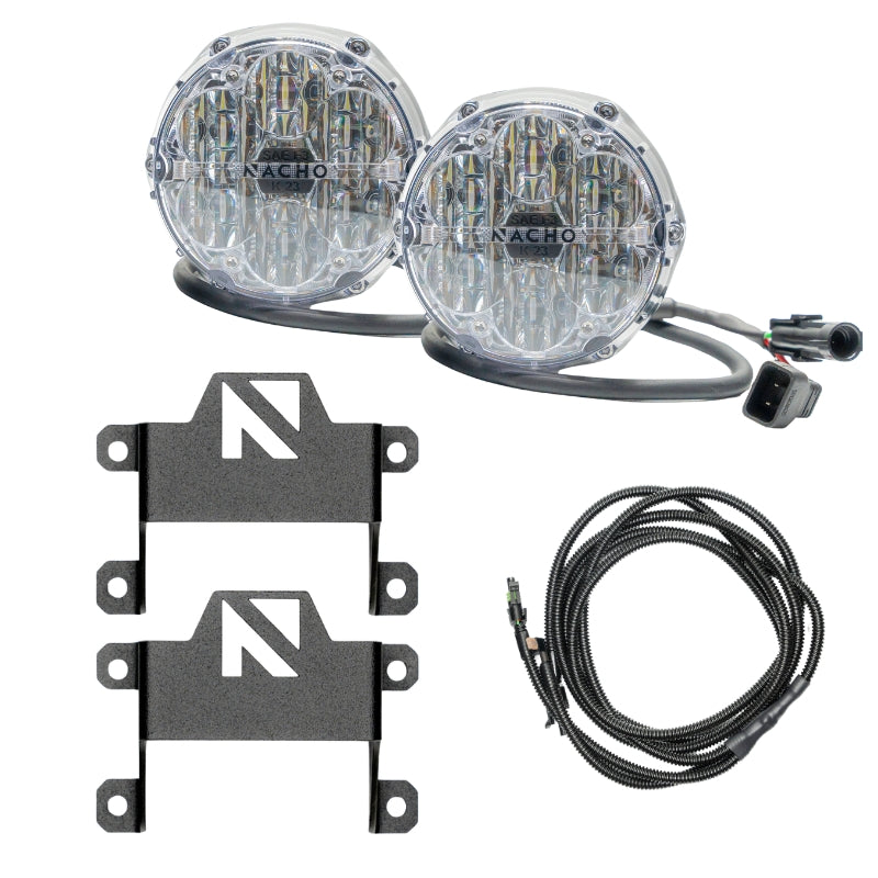 NACHO Quatro SAE Plug-N-Play Fog Light Kit, Ford Bronco Gen 6, Plastic Bumper, White, Pair - V3BC1KWSO