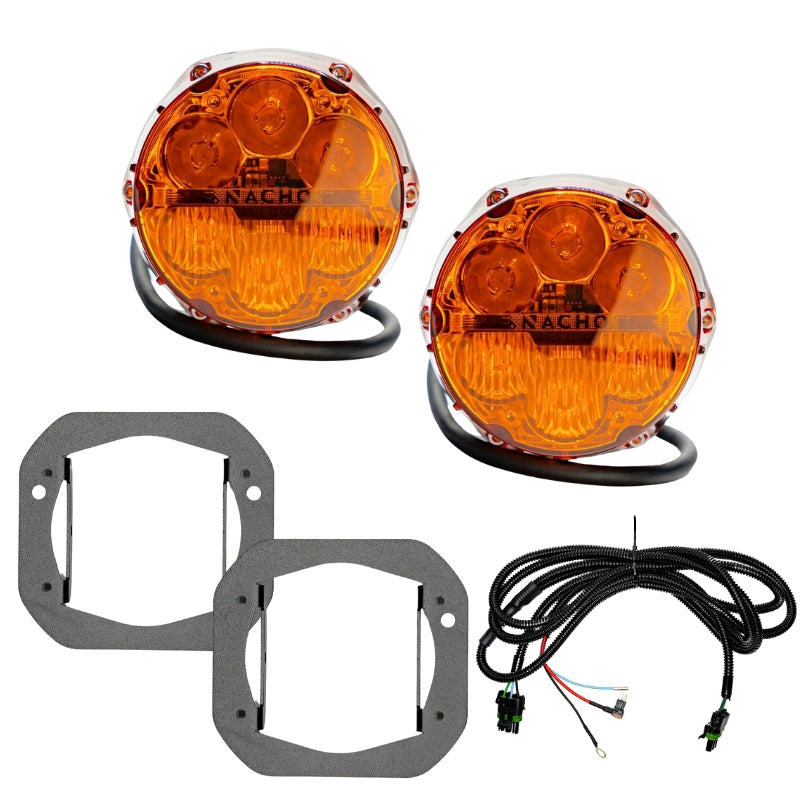 NACHO Quatro SAE/Spot Combo Plug-N-Play Fog Light Kit, Jeep JL/JT, One-Piece Bumper, Amber, Pair - V3JW1KASM