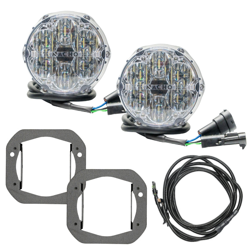 NACHO Quatro SAE Plug-N-Play Fog Light Kit, Jeep JL/JT, One-Piece Bumper, White, Pair - V3JW1KWSO