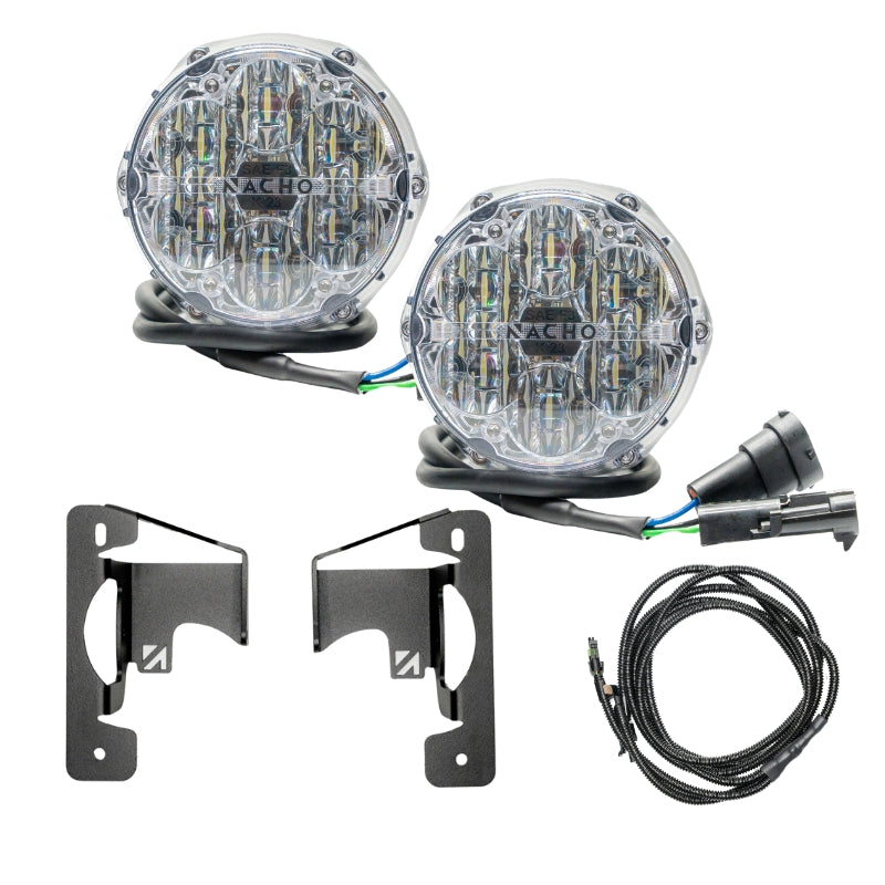 NACHO Quatro SAE Plug-N-Play Fog Light Kit, Jeep JL/JT, Three-Piece Bumper, White, Pair - V3JW2KWSO