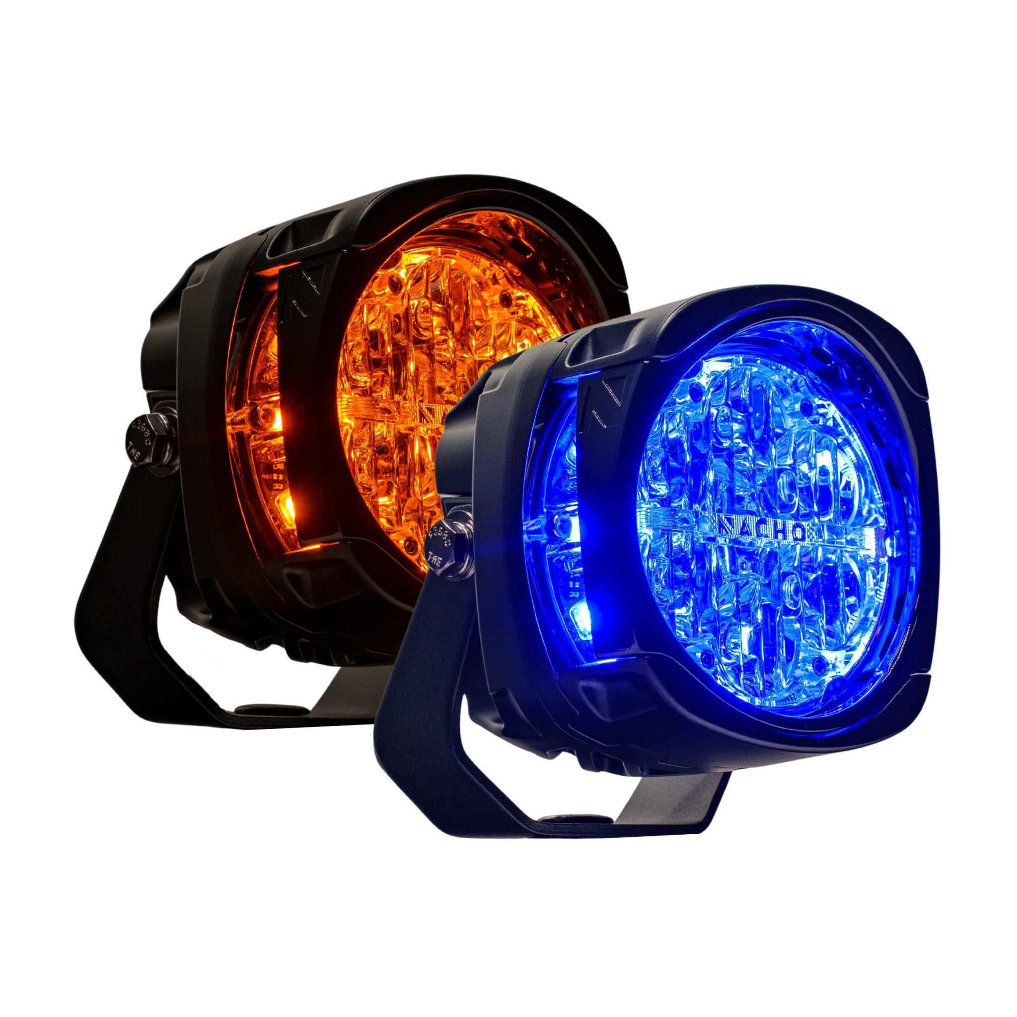 NACHO Quatro Chase 4" LED Chase/Strobe Lights, Amber-Blue, Pair - PM455AB
