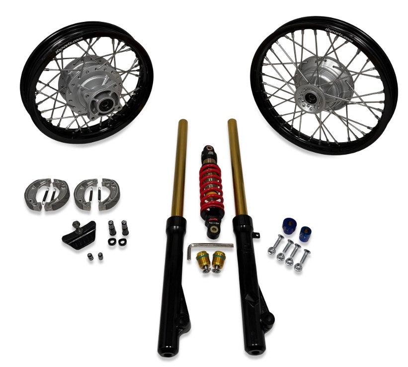 TB Parts     Ultimate Gold Suspension – 300# & Wheel Package – CRF110    TBW9668