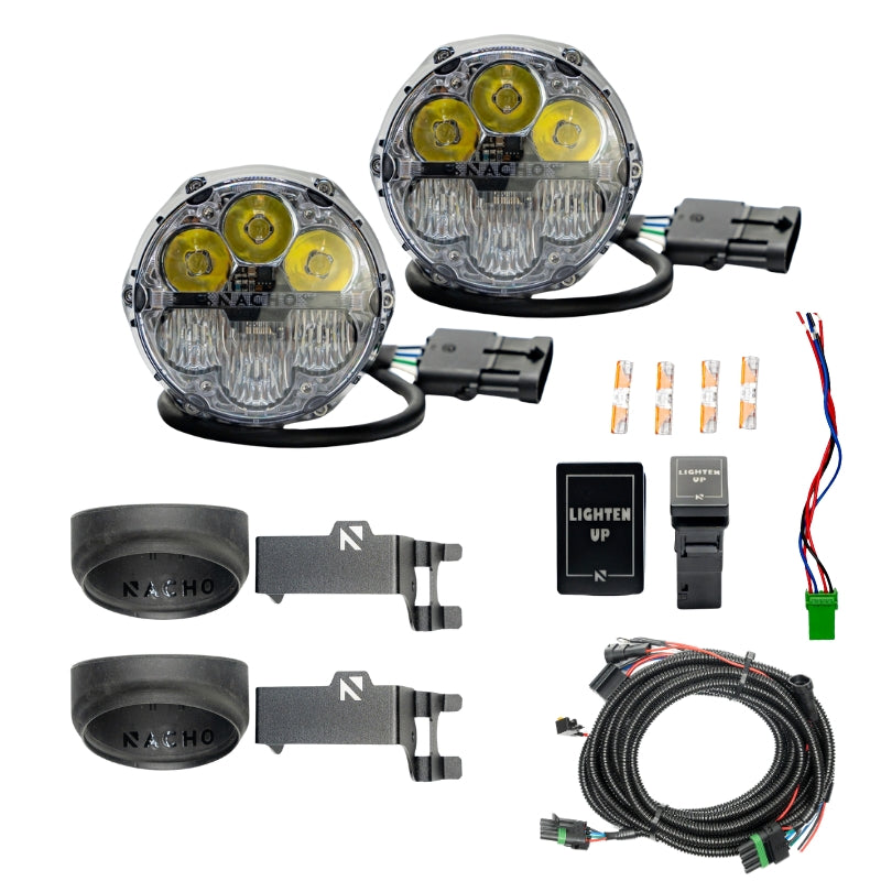 NACHO Quatro SAE/Spot Combo Plug-N-Play Fog Light Kit, Toyota Tundra/Tacoma/4Runner, White, Pair - V3TO1KWSM