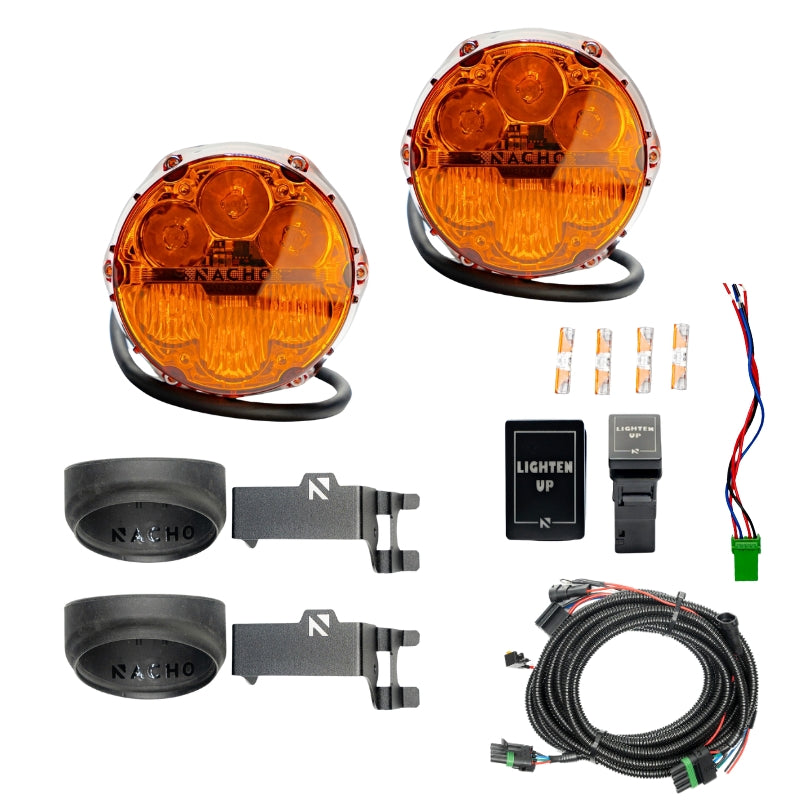 NACHO Quatro SAE/Spot Combo Plug-N-Play Fog Light Kit, Toyota Tundra/Tacoma/4Runner, Amber, Pair - V3TO1KASM
