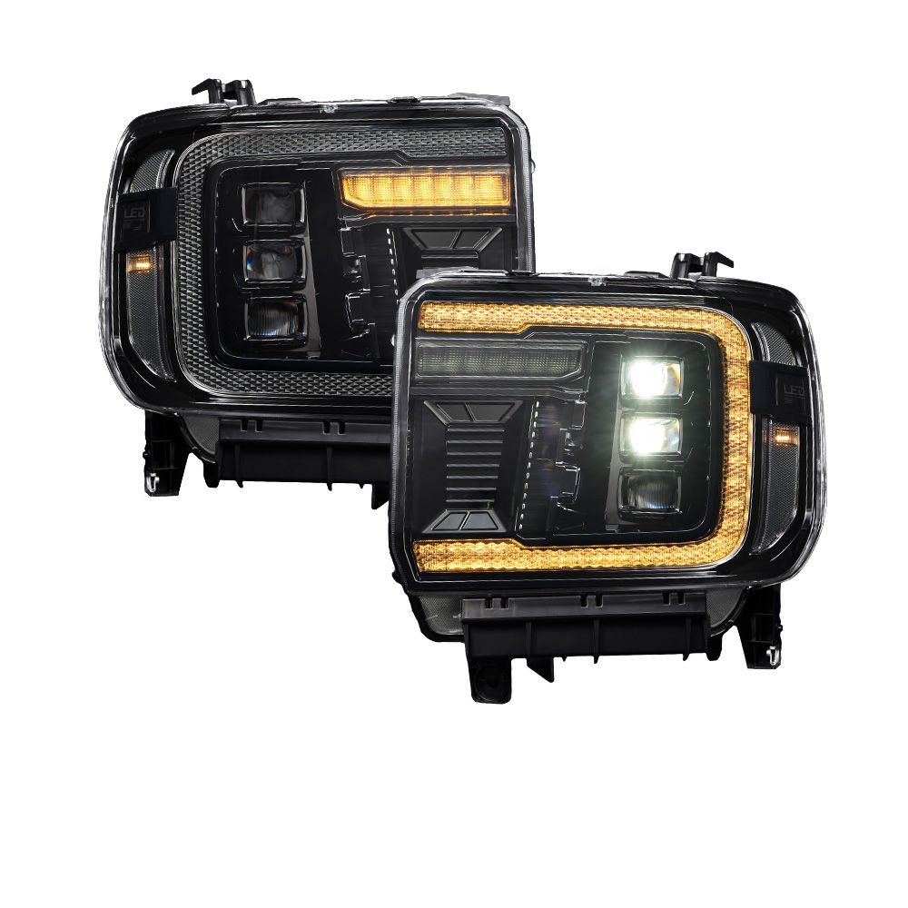 FORM Lighting LED Projector Headlights with Amber DRL, 2014-2018 GMC Sierra 1500 / 2015-2019 Sierra 2500/3500, Pair - FL0023