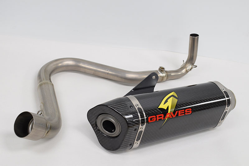 Graves Motorsports Kawasaki Z125 Pro Full Titanium Exhaust System - Carbon Silencer EXK-18Z125-FTC