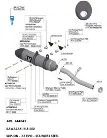 Leo Vince 14434X LV-X EVO Slip-On for Kawasaki KLR 650  1997 - 2023