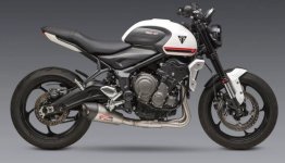 19660AP520   Yoshimura Race AT2 Stainless Full Exhaust w/ Stainless Muffler - Triumph Trident 21-23 / Tiger Sport 660 22