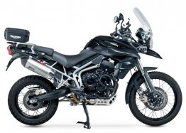 198002D520   Yoshimura  RS-4T Exhaust - STAINLESS CAN W/CARBON FIBER END CAP SLIP ON - Triumph  2011-16  TIGER 800XC