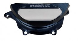 60-0419LC  Woodcraft Billet Alum.  LEFT SIDE  Stator Cover Protector Assembly - BLACK - '24-25 Yamaha R9