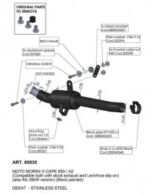 Leo Vince 80035 CAT ELIMINATOR (LINK PIPE) for Moto Morini X-CAPE 650/A2 2021 - 2024