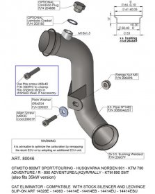 Leo Vince 80046 CAT ELIMINATOR (LINK PIPE) for KTM 790/890 Adventure / L A2 / R / Rally / SMT 2021 - 2025