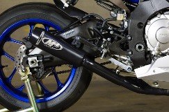 YA9922-GP-CE   M4 Exhaust - Yamaha -'15-'24  R1  Standard Slip On BLACK CERAMIC GP2  w/ Catalytic Converter Eliminator