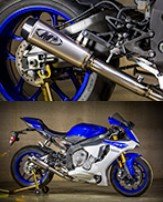 YA9926-GP-CE  M4 Exhaust - Yamaha -'15-'24   R1  Standard Titanium GP2  Slip On  w/ Catalytic Converter Eliminator