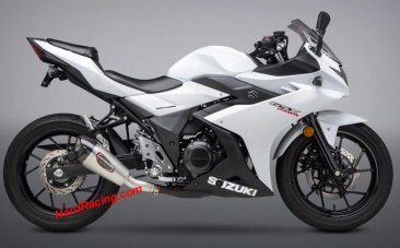 11260BP520  Yoshimura Alpha T Stainless Slip-On Exhaust w/ Stainless Can & Carbon Endcap - '18-'20 Suzuki GSX250R