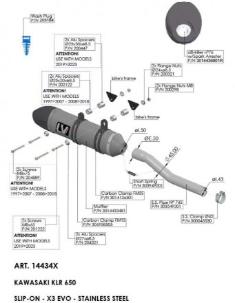 Leo Vince 14434X LV-X EVO Slip-On for Kawasaki KLR 650  1997 - 2023