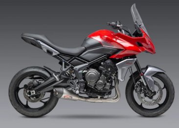 19660AP520   Yoshimura Race AT2 Stainless Full Exhaust w/ Stainless Muffler - Triumph Trident 21-23 / Tiger Sport 660 22