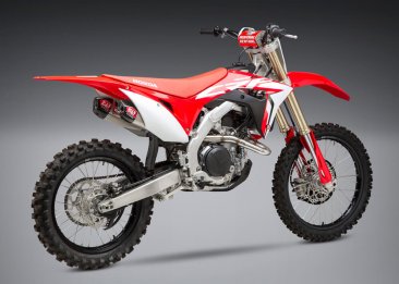 225840R520   Yoshimura  SIGNATURE RS-9T  FULL SYSTEM  DUAL -  STAINLESS CAN W/CARBON FIBER END CAP & STAINLESS HEADER - HONDA CRF450R/RX  2017-20