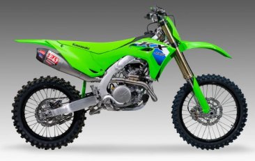 244730S520   Yoshimura  RS-12 Stainless Full System Exhaust w/ Stainless muffler Carbon Fiber end Cap - KX450/X 2024-2026
