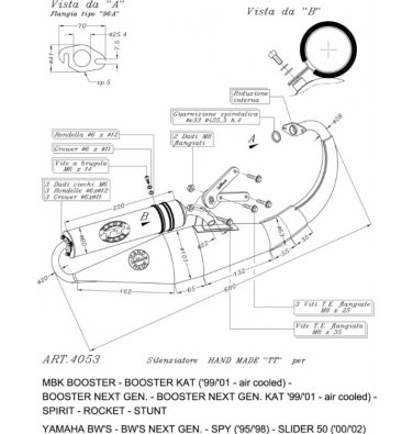 Leo Vince 4053 HAND MADE TT Full System for Yamaha BW'S 50 / NEXT GENERATION / SLIDER / SPY 1988 - 2002