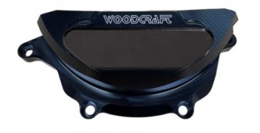 60-0419LC  Woodcraft Billet Alum.  LEFT SIDE  Stator Cover Protector Assembly - BLACK - '24-25 Yamaha R9