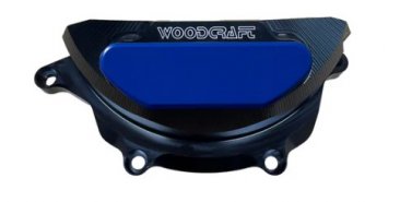 60-0419LC  Woodcraft Billet Alum.  LEFT SIDE  Stator Cover Protector Assembly - BLACK - '24-25 Yamaha R9