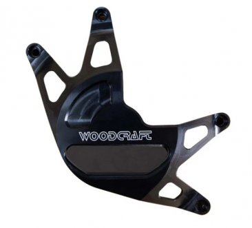 60-0419RC  Woodcraft Billet Alum.  RIGHT SIDE  Clutch Cover Protector Assembly - BLACK - '24-25 Yamaha R9