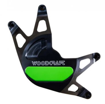 60-0419RC  Woodcraft Billet Alum.  RIGHT SIDE  Clutch Cover Protector Assembly - BLACK - '24-25 Yamaha R9