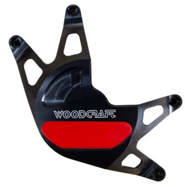 60-0419RC  Woodcraft Billet Alum.  RIGHT SIDE  Clutch Cover Protector Assembly - BLACK - '24-25 Yamaha R9
