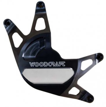 60-0419RC  Woodcraft Billet Alum.  RIGHT SIDE  Clutch Cover Protector Assembly - BLACK - '24-25 Yamaha R9