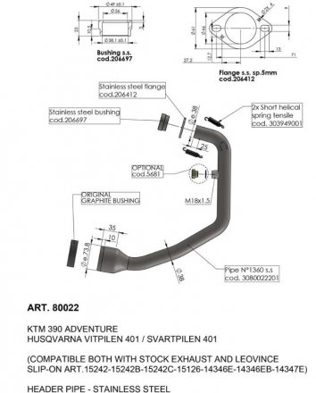 Leo Vince 80022 HEADER PIPE for Husqvarna Svartpilen / Vitpilen 401  2020 - 2023