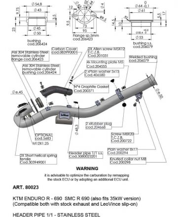 Leo Vince 80023 HEADER PIPE for KTM 690 Enduro R / SMCR 2019 - 2024