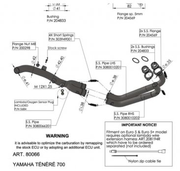 Leo Vince 80066 HEADER PIPES for for Yamaha Tenere 700 2019 - 2025